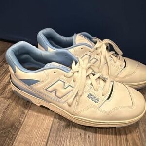 White and Blue New Balance 550